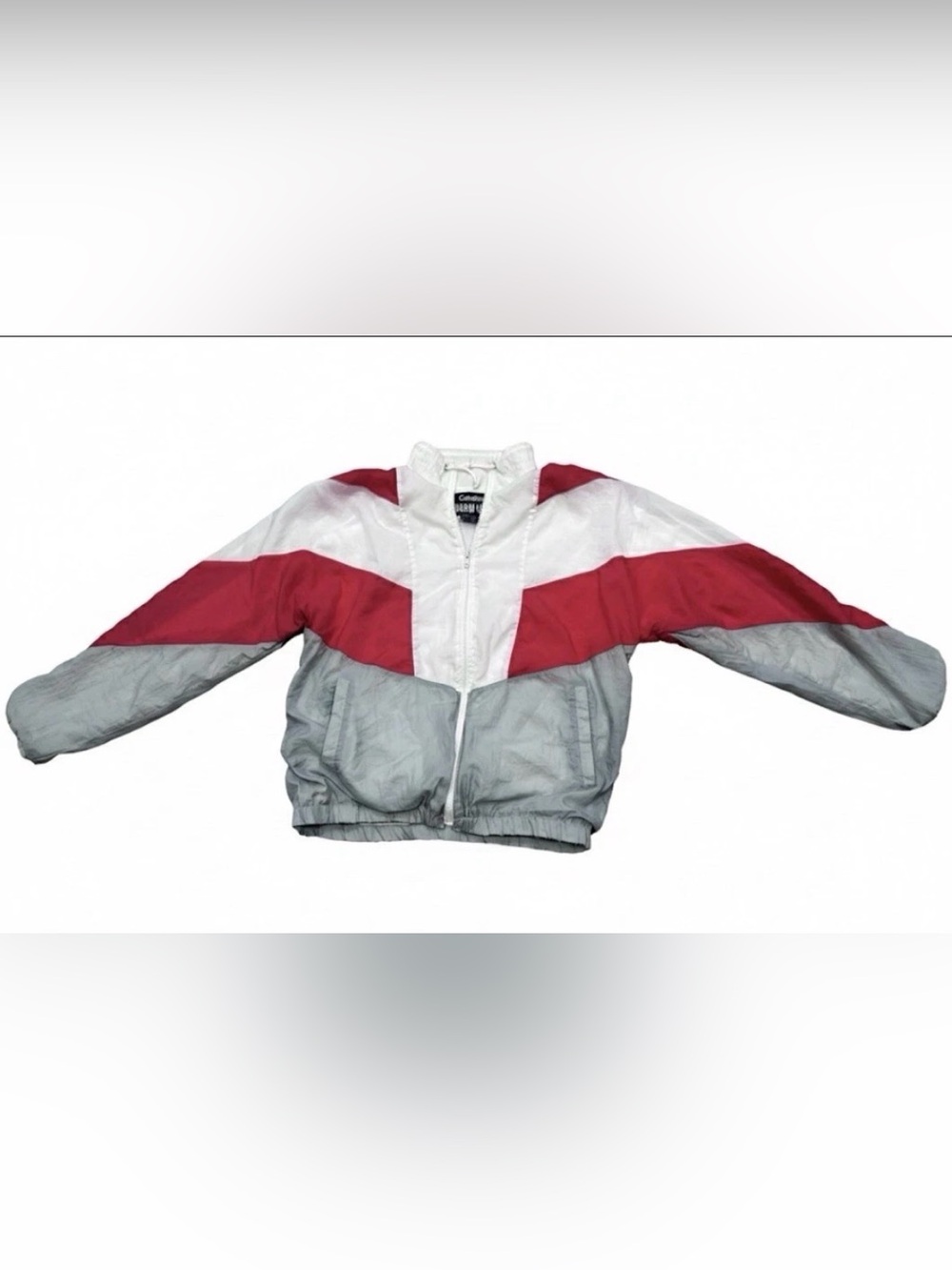 Catalina Warm-Ups Tracksuit Set Large White Red Grey Windbreaker Vintage 90s